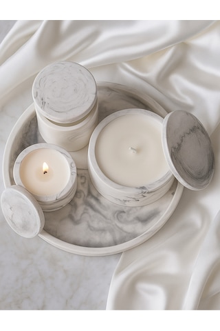 Dekoratif Set Mum Mermer Set