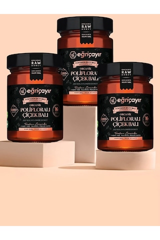 Eğriçayır Organik Polifloralı Çok Çiçekli Bal 3 x 450 G