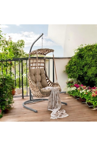 Capri Swing Alaçatı Tekli Rattan Bahçe Salıncağı Balkon Salıncağı Renkli