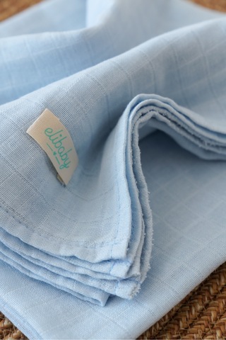 Organik Pamuk Çift Katlı Müslin Örtü Bebe Mavi 75x85 CM Bebe Mavi