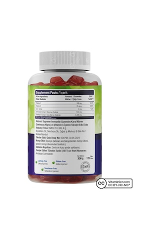 Natures Supreme Immunity Gummies 120 Çiğnenebilir Form Ahududu
