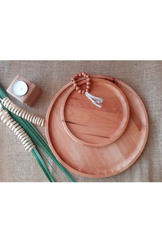 Yuvarlak Ahşap Tabak 3’Lü Set Ahşap