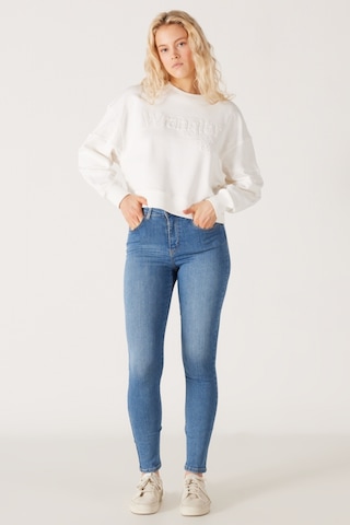 Wrangler High Rise Skinny Fit Dar Kesim Yüksek Bel Çok Dar Paça Mavi Kadın Esnek Jean Denim Kot Pantolon W27H017404 Mavi