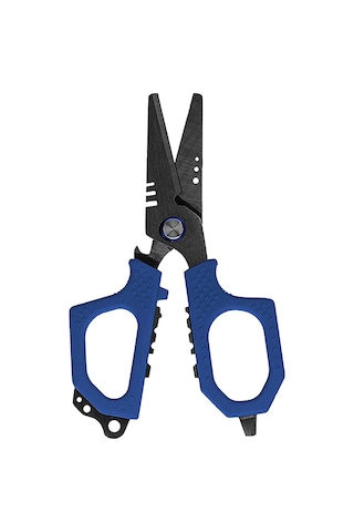 Leezsing Molybdan Vanadyum Çelik Olta Makasları - Mavi, 16.2 Cm, Kauçuk Tutamaklı, Plastik Saklama Kutusu İçeren Çok Fonksiyonlu Olta Aleti