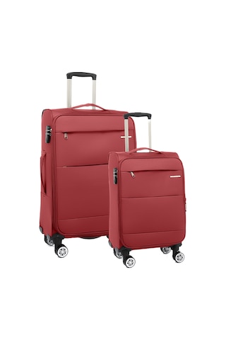 Louisiana Polo 2'li Valiz Seti Orta Ve Kabin Boy Lüx Kumaş Valiz Bordo 2082 Bordo