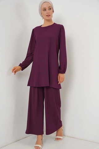 Defymoda Tunik Pantolon Alt Üst Takım 6663 - Mor Mor