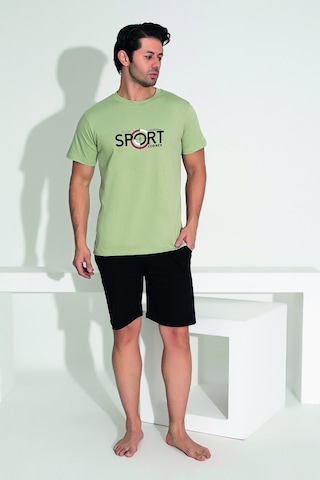 Remsa Erkek Şort Tshirt Pijama Takımı 25253 Haki Haki Yeşil