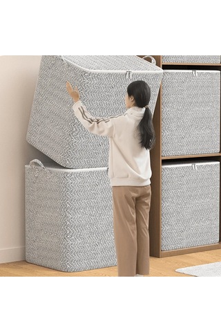 Dofolink 2 Adet Ev İçin 30l Depolama Çantası - Gri Desenli, Dayanıklı Kumaş, Çift Yönlü Çelik Fermuar, Sağlam Kollü 35x25x20cm Gri