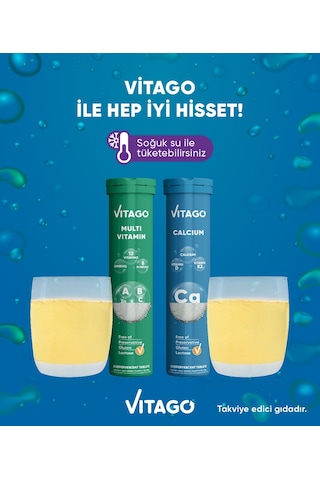 Vitago Multivitamin + Kalsiyum 2 x 20 Efervesan Tablet