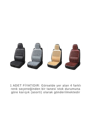 Ahşap Boncuklu Terletmez Araç Koltuk Minderi Başlıklı Ortopedik Masajlı Oto Minder Universal Tekli Set Asm-775 1 Adet