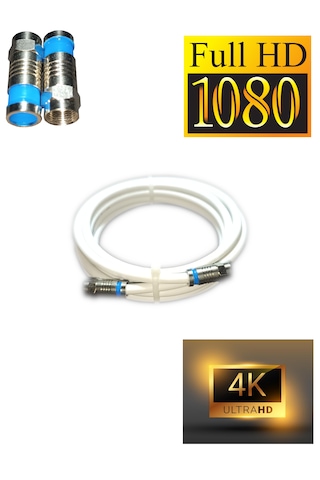 Rg6-u6 4k/full Hd/3d Saf Çelik 1metre F Konnektörlü Anten Uydu Kablosu
