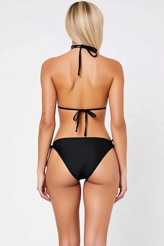 Benerly Kadın Bikini Takımı Üçgen Kaplı Aksesuarlı Normal Bel Slip Kesim Siyah