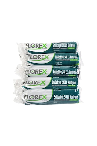 Florex 240 Lt Endüstriyel Konteyner Çöp Torbası Çöp Poşeti 120X150 Cm 1 Koli 20 Rulo 100 Adet Ayni