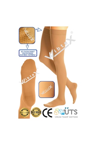 Wibtex Diz Üstü Varis Çorabı Kapalı Burun Ten Rengi