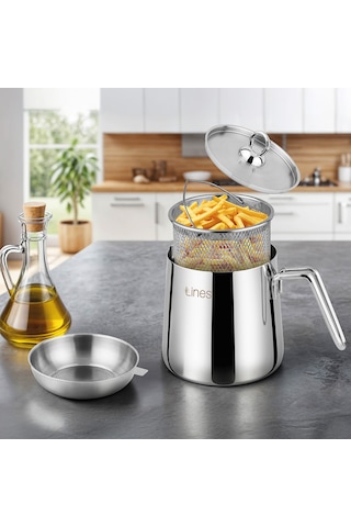 Lines Lkx-1000 4 Parça Çelik Kızartma Tenceresi 13,7x13cm 2lt Paslanmaz Çelik