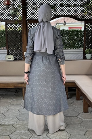 Rabia Şamlı Doğa Kot Efektli Gri Tunik Normal