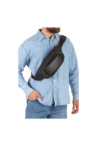 Newish Polo Erkek Deri Crossbody Çapraz Göğüs Omuz Ve Bel Çantası New335 Siyah