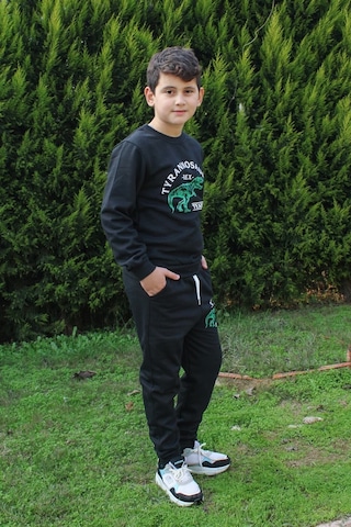 Fyk Kids Trex Baskılı Erkek Çocuk Alt-üst Eşofman Takımı Siyah