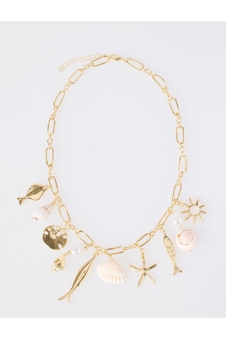 Jimmy Key Jimmy Key Altın Rengi Deniz Temalı Zincir Charm Kolye 6sw427042150