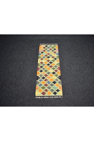 Zehra Abla Halı Yeni El Dokuma Cerit Yörükleri Meşhed İran Mini Yolluk Yün Kilim 7223 Çok Renkli
