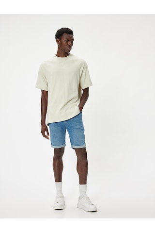 Koton Oversize Kot Şort Bermuda Cep Detaylı Pamuklu Orta İndigo 4sam40093nd İndigo