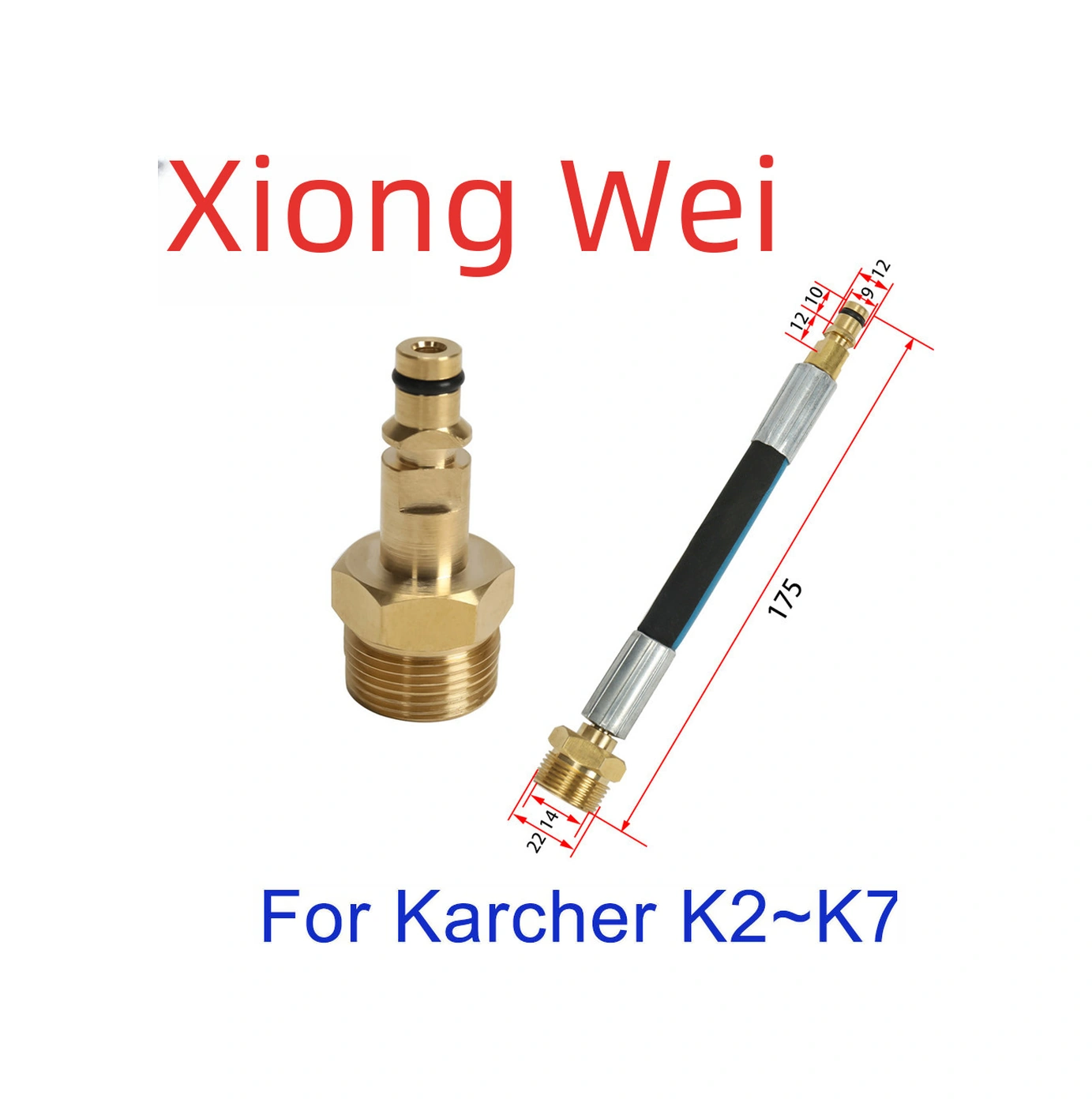 Mufunye Karcher Uyumlu Yüksek Basınç Yıkama Makinesi Bağlantı Adaptörü - M22-m + Kauçuk Boru + Hızlı Takma Uç B Tipi - Dayanıklı Pirinçten Yapım