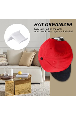 Moveevo 10 Adet Beyaz Duvar Şapka Kancağı - Pp Malzeme, Çift Taraflı Yapıştırıcı, Kolay Kurulum, Şapka Şekli Koruma, Anahtar-atkı Depolama Diğer