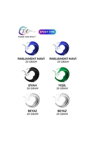 6'lı Opak & Transparan Sıvı Pigment Boya Seti / Epoksi Için Deniz Seti / 6 Adet Epoksi Boyası
