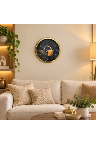 Altın İhtişam 40 X 40 Cm Gold Metal Duvar Saati