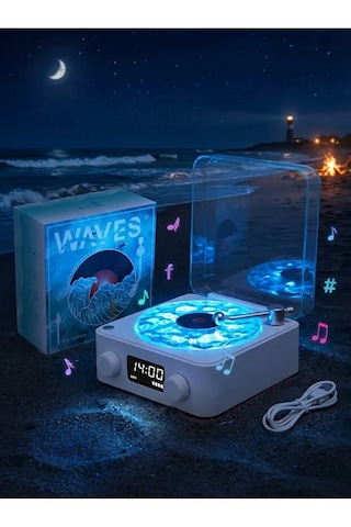 Waves Nostalji Plak Çalar Bluetooth Subwoofer 3d Ses Dalgası Retro Müzik Plak Çalar 1 Adet
