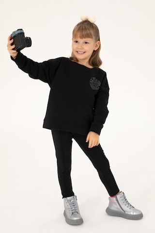 U.S. Polo Assn. Kız Çocuk Siyah Bisiklet Yaka Basic Sweatshirt 50296391-VR046