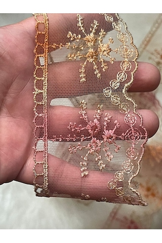 Nakışlı Tül Tasarım Dekoratif Etnik Desen Şerit 1 Metre En 6cm