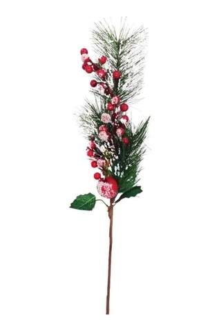 75 Cm Kozalaklı Karlı Berry Demeti Yılbaşı Çam Dalı Dekoratif Süs