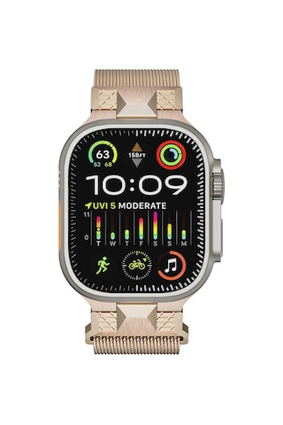 Apple Uyumlu Watch Ultra 49mm Mxsp Krd-107 Metal Hasır Kordon-starlight