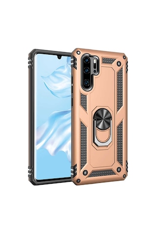 Huawei P30 Pro Kılıf Sert Silikon Yüzüklü Stand Özellikli Kapak
