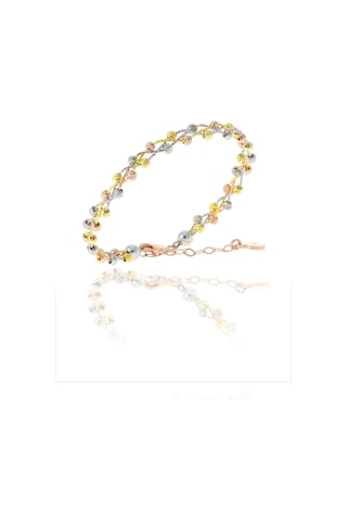 Gümüş Dorissa Altın Yaldızlı Gümüş Bilezik Barcode Rose Gold - Gümüş