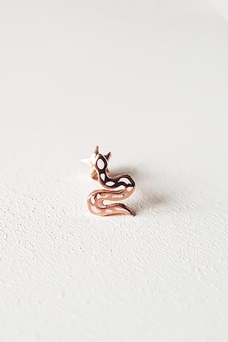 İTHAL TEKLİ MİNELİ SNAKE GÜMÜŞ KÜPE PİERCİNG-7580 Rose Gold