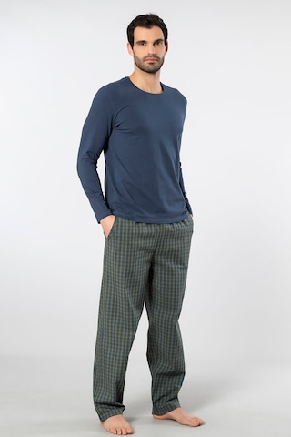 Cacharel Erkek Poplin O Yaka Uzun Kollu Pijama Takım 2239/yeşil 3 Lacivert