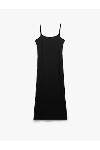 Koton Slim Fit İnce Askılı Uzun Elbise Siyah 5sal80023ık Siyah