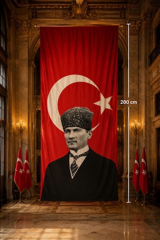 Atatürk Baskılı Türk Bayrağı 150 200 - Desen 2 Diğer