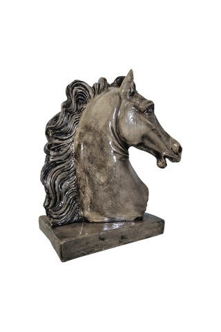 DEKORATİF AT KAFASI 19 CM GRİ