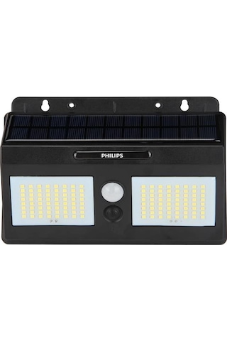 Philips BWS010 10W Solar Güneş Enerjili Duvar Aplik Beyaz Işık - Dış Mekan Sensörlü Aydınlatması Siyah