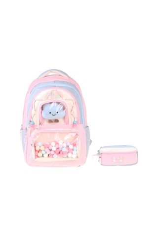 Calacilo Cloudy Kız Çocuk Cloudy Pembe Mavi Renkli Okul Sırt Çantası Ve Kalemlik Seti - Setcc-c4086c Pembe - Mavi