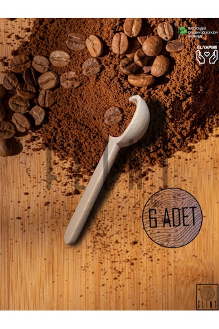 Gürgen El Yapımı Tahta Ahşap 6'lı Şeker Baharat Ölçü Kaşığı 7,5cm