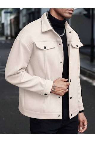 25 Avrupa Ve Amerikan Amazon Sonbahar Ve Kış Yaka Yünlü Yeni Erkek Ceket Gündelik İş Ceketi Kayısı