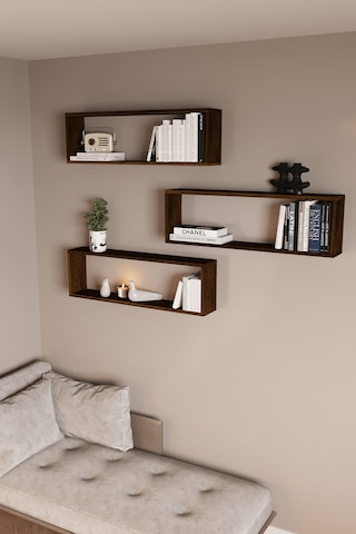 Df05105 3'lü Raf Kitaplık Duvar Rafı Dekoratif Kitaplık Barok