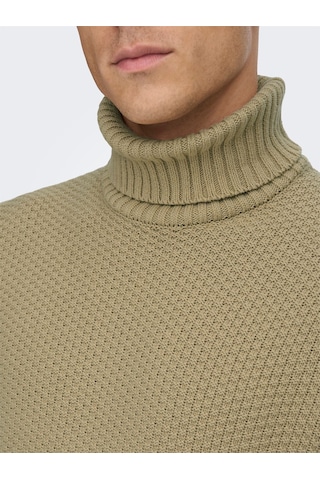 Only & Sons Onstuck 7 Roll Neck Knit Erkek Bej Kazak - 22022595