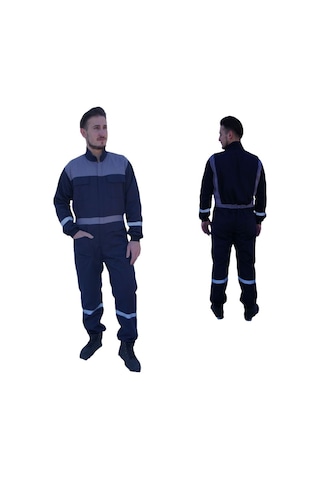 Uniprom Erkek İş Tulumu Boy Tulum Mevsimlik Lacivert-gri