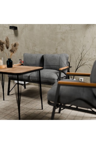 Mb Garden Furnıture Simetri Model, Balkon, Bahçe, Cafe, Metal Koltuk Takımı, Bahçe Takımı , Çay Seti, 2 1 1 Masa Orta Gri