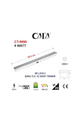 Cata 90 Led'Li Işıldak Ct-9990 Siyah